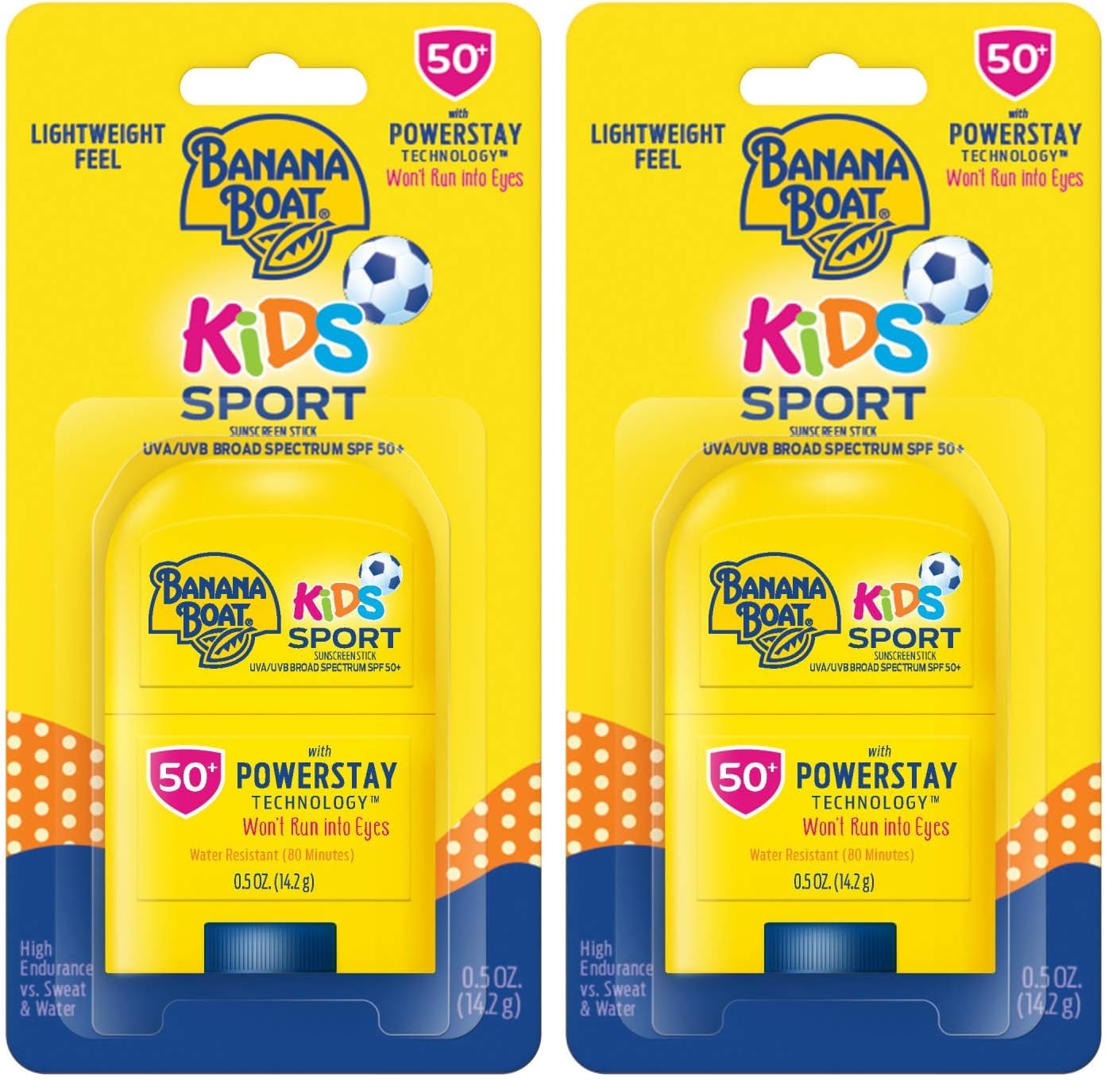 Banana Boat Kids Sport Sunscreen Stick SPF 50, 0.5oz | Travel Size Sunscreen, Childrens Sunscreen, Kids Sunblock, Oxybenzone Free Sunscreen for Kids, Mini Sunscreen SPF 50, 0.5oz (Pack of 2)