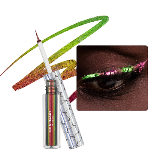 Chameleon Glitter Liquid Eyeliner, Highly Pigmented Intense Color Shifting, Waterproof Eyeliner Metallic Multi-Reflective Finish, Longwearing, Smudge-proof, Ultra-Fine Tip, PINK GOLD GREEN 902 | alldaygood beauty