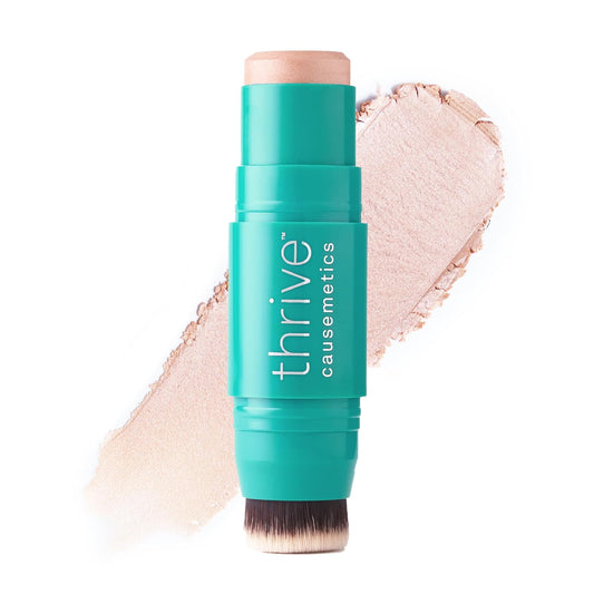 Thrive Causemetics Triple Threat Color Stick: Cream Highlighter Stick with Vitamin E, Evening Primrose Oil, Waterproof Smudge Proof Face Makeup Formula, Joy (Gold Shimmer) | alldaygood beauty