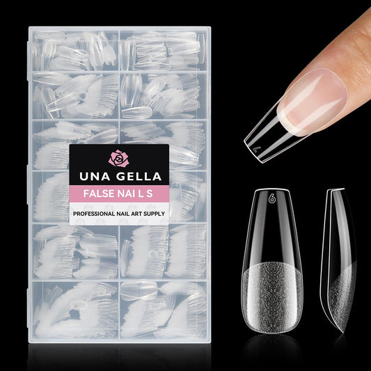 UNA GELLA Medium Coffin Nails Tips 504pcs - Gel Nail Tips Coffin Acrylic Full Cover Pre-buff Soft Gel Nail Tips Half Matte For Nail Extension Home DIY Salon 12 Sizes | alldaygood beauty