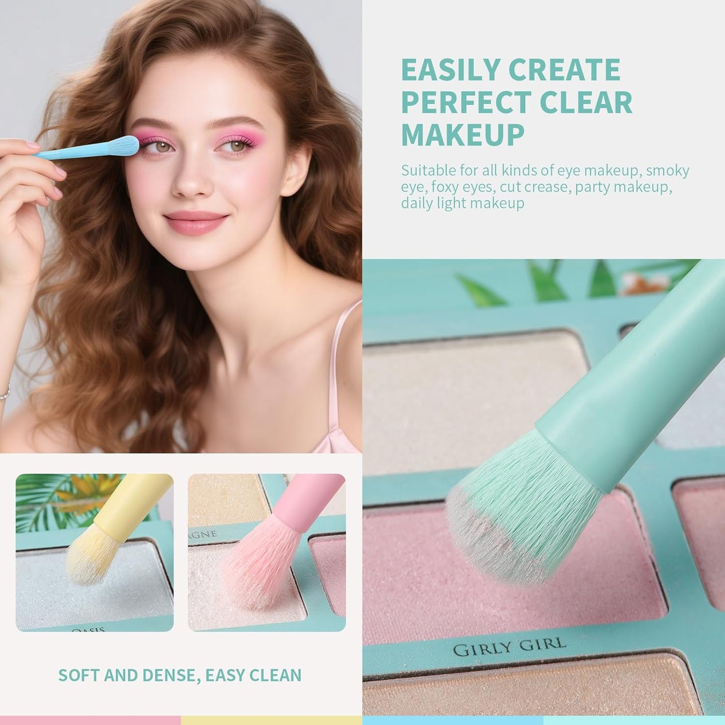 Docolor Makeup Brushes 17 Pcs Colourful Makeup Brush Set Premium Synthetic Kabuki Foundation Blending Face Powder Blush Concealers Eyeshadow Rainbow Makeup Brush Travel Friendly Valentine's Day Gift