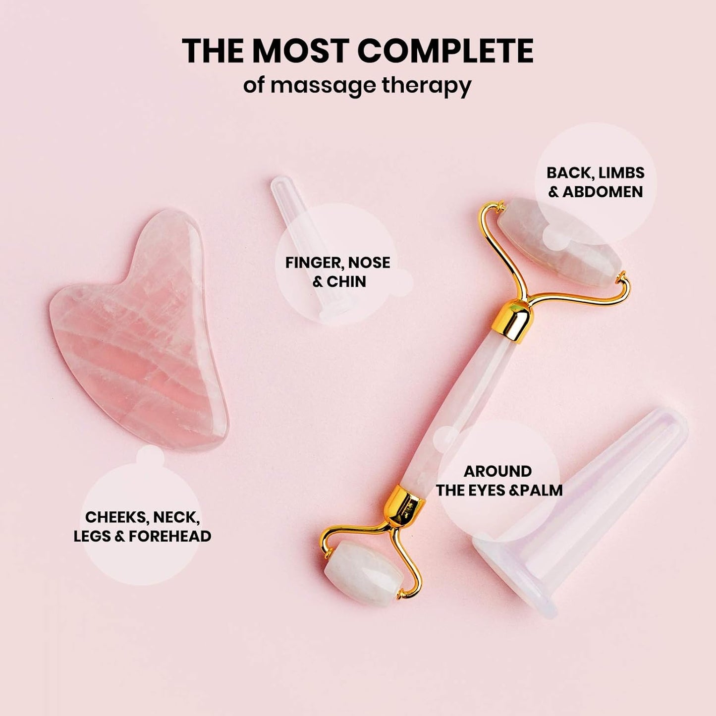 Gua Sha Facial Tools & Face Roller by ROSELYNBOUTIQUE Original Face Massager for Puffiness Wrinkless Skin Care Routine - Self Care Gift for Men Women (Pink)