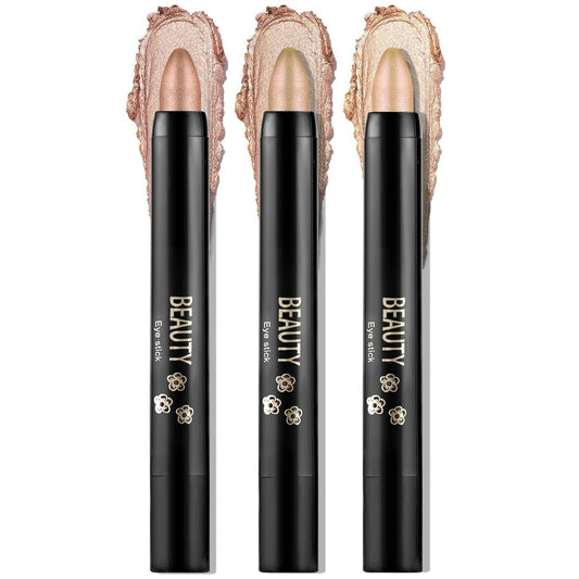 Boobeen 3PCS Cream Eyeshadow Pencil Crayon Waterproof Brightener Stick Shimmer Pen Create Glitter Eye Makeup, Easy to Use | alldaygood beauty