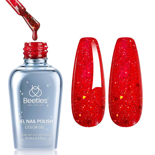 Beetles Glitter Gel Nail Polish 9ml Red Gel Polish Soak Off LED UV Lamp Shimmer DIY Decoration Salon Gifts for Women | alldaygood beauty