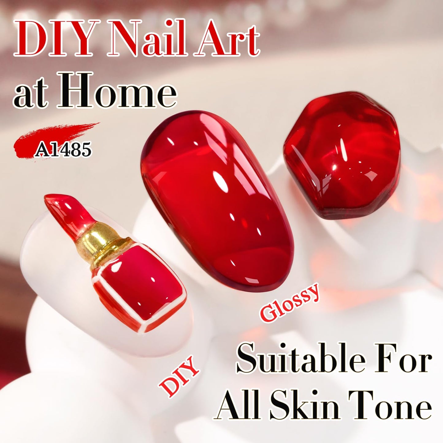 Double Rhythm 0.50 OZ Translucent Gel Polish Same Color Same Bottle Sheer Pastel Neutral Natural Milky 15 ML Jelly UV Nail Art DIY at Home (Burgundy Red-A1485)