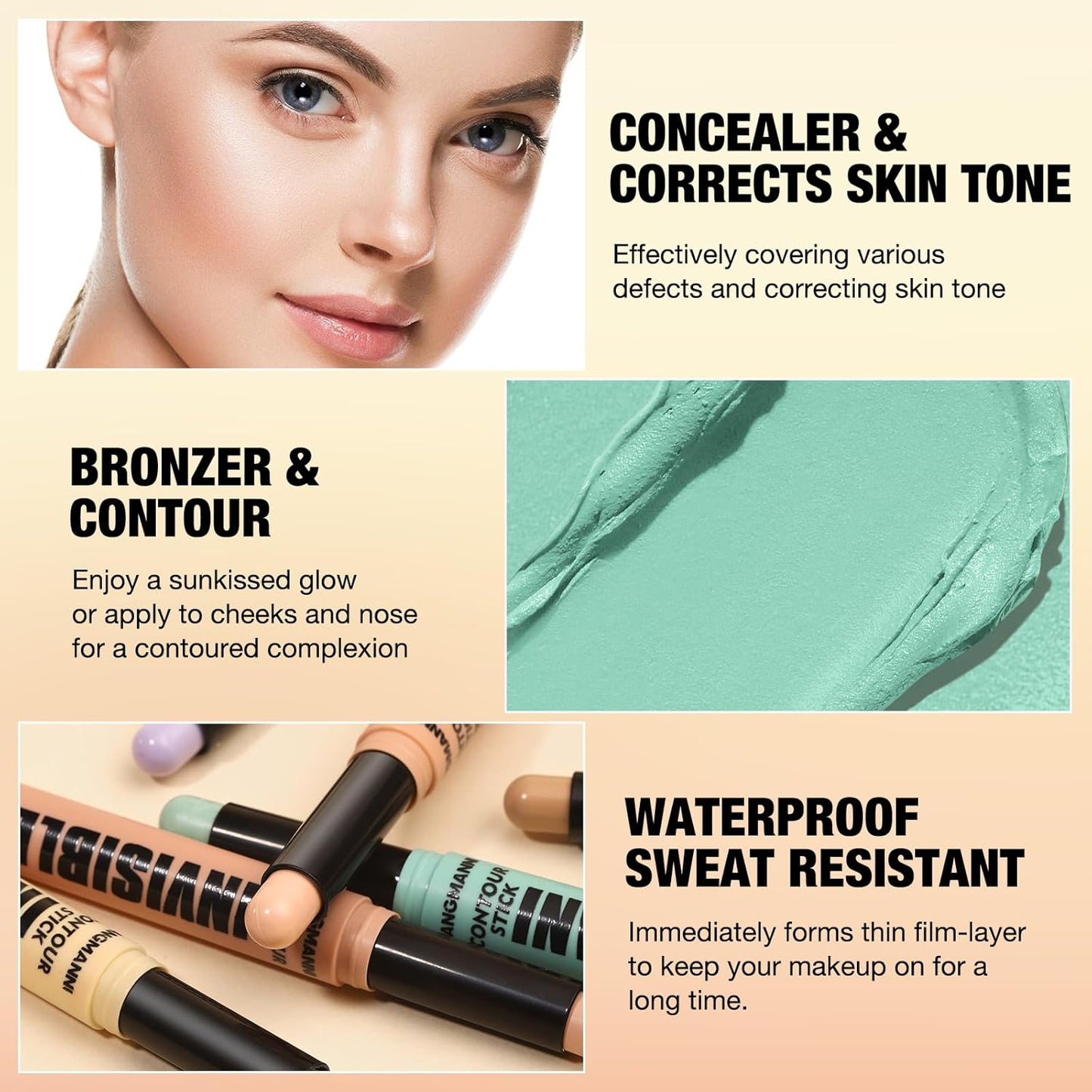 Contour Stick Corrects Skin Tone Bronzer Waterproof Sweat Resistant Concealer Creamy Concealer Purple