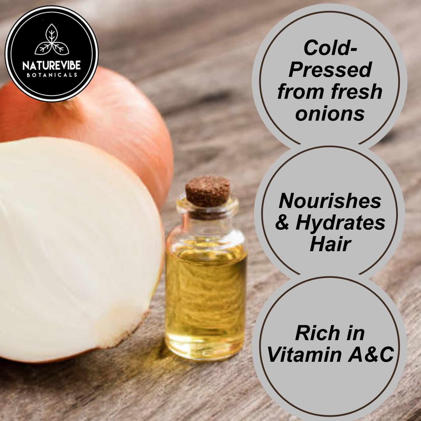 Naturevibe Botanicals Onion Oil 32 oz – 100% Pure Cold-Pressed Nourishing Hair & Skin Oil | Sulfur-Rich for Stronger Hair Growth & Scalp Health