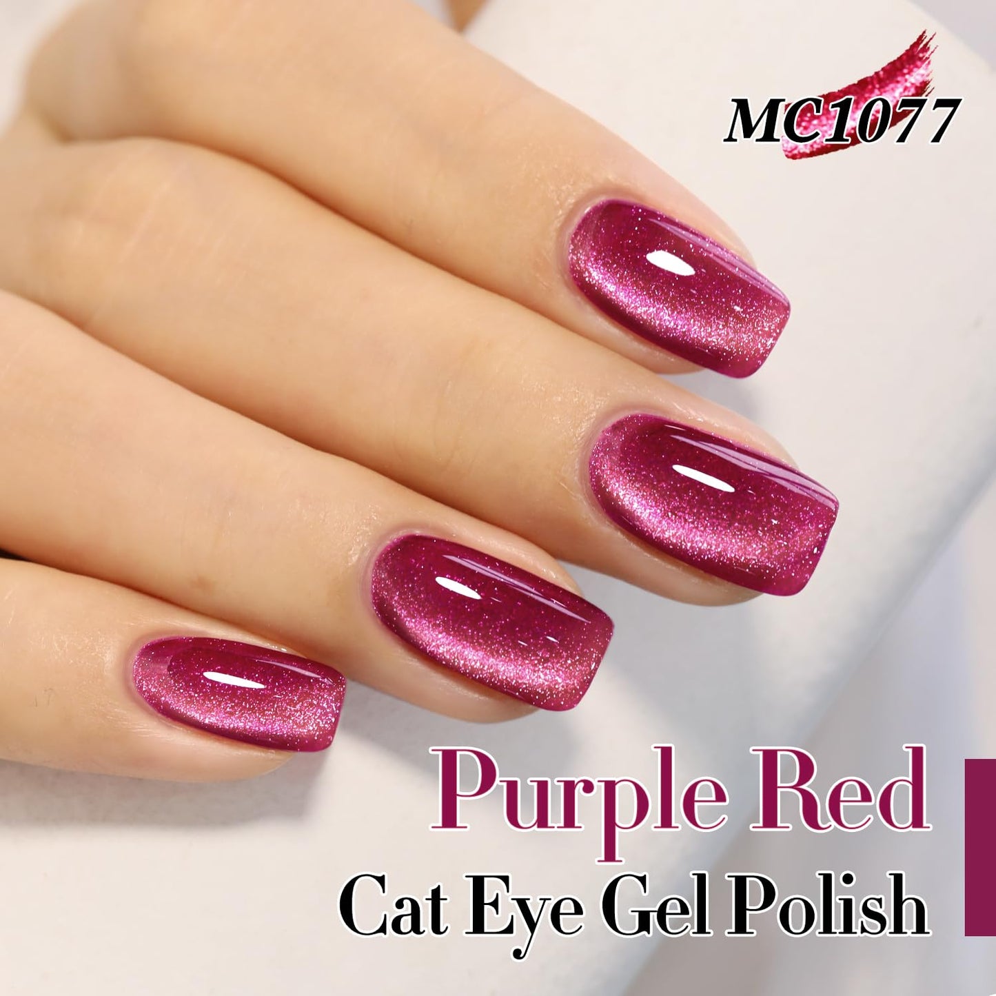 Double Rhythm 0.5 OZ Cat Eye Gel Polish with Magnet 15ML Holographic Glitter Shimmer Translucent Jelly Color Magnetic Nail Polish Salon DIY at Home (MC1077)