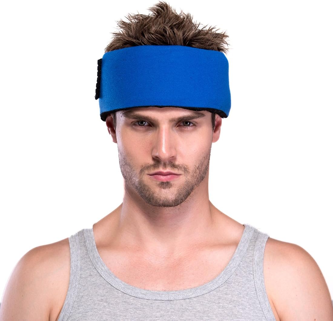 Headache Ice Pack Wrap with Strap, Reusable Gel Ice Pack for Injuries, Hot Cold Pack for Head Neck Knee Arms, 2 Flexible Gel Pack for Headache Relief, Migraine, Fever, Joint Pain, Muscle Soreness