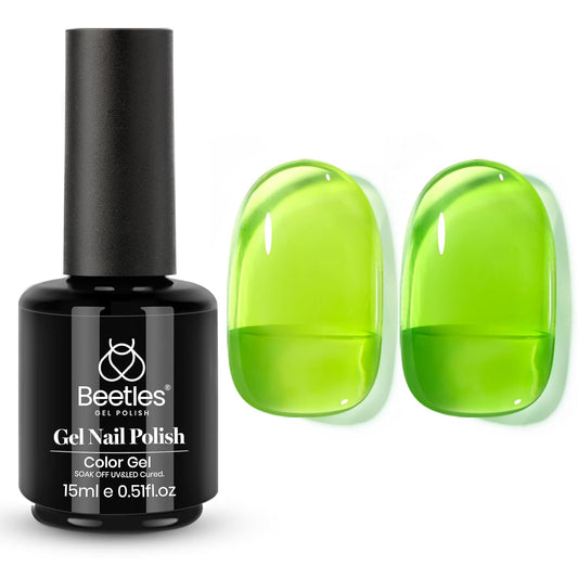 Beetles Green Gel Nail Polish, 15ML Light Green Jelly Gel Polish Soak Off UV Sheer Translucent Effect Spring Summer Gel French Nail Art Design Manicure Gift for Women | alldaygood beauty