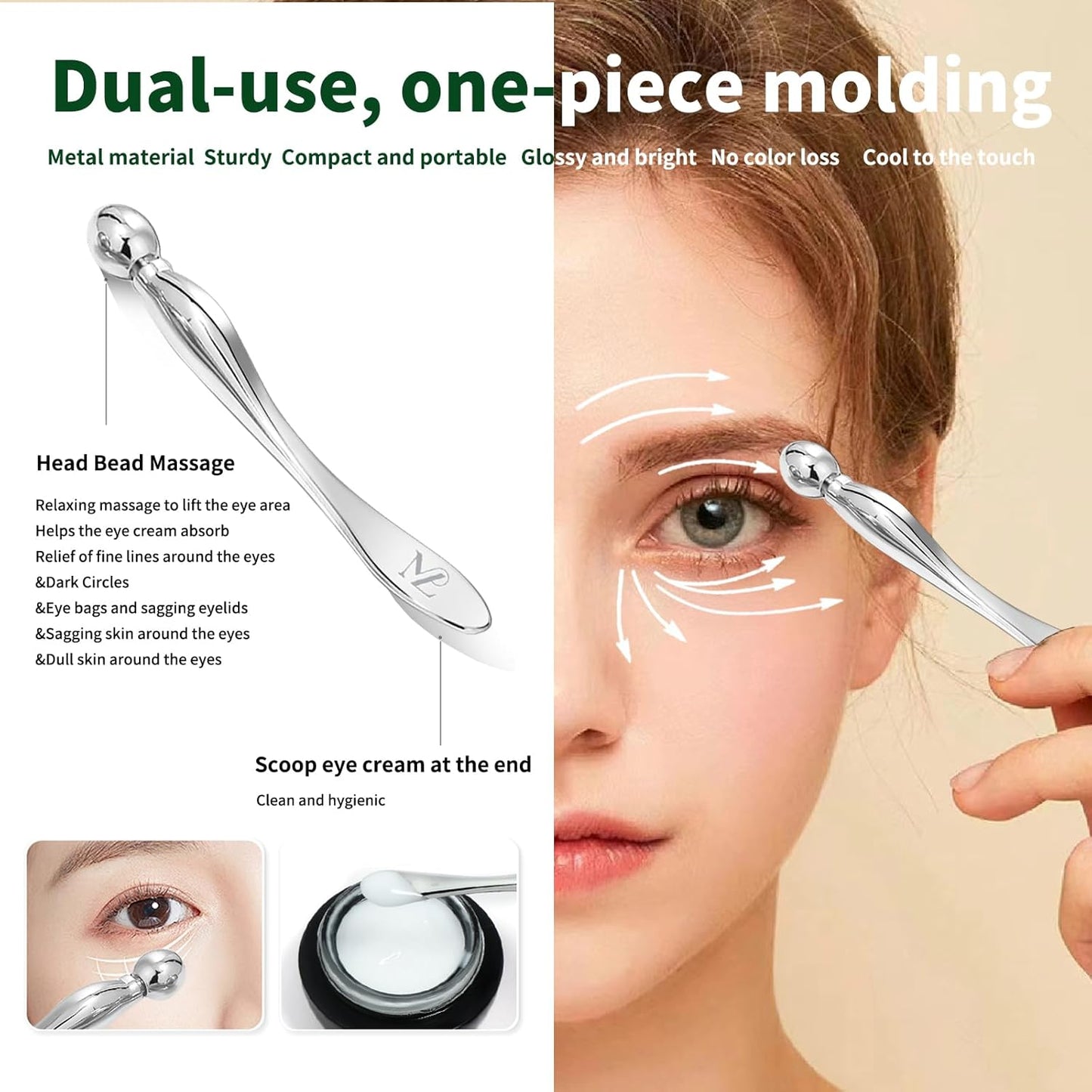 Face Roller Massager Skin & Gua Sha Facial Tools Stainless Steel, Facial Massage Skin Care for Face Neck Body, Reduce Puffiness Remove Wrinkles, Valentines Gift for Women