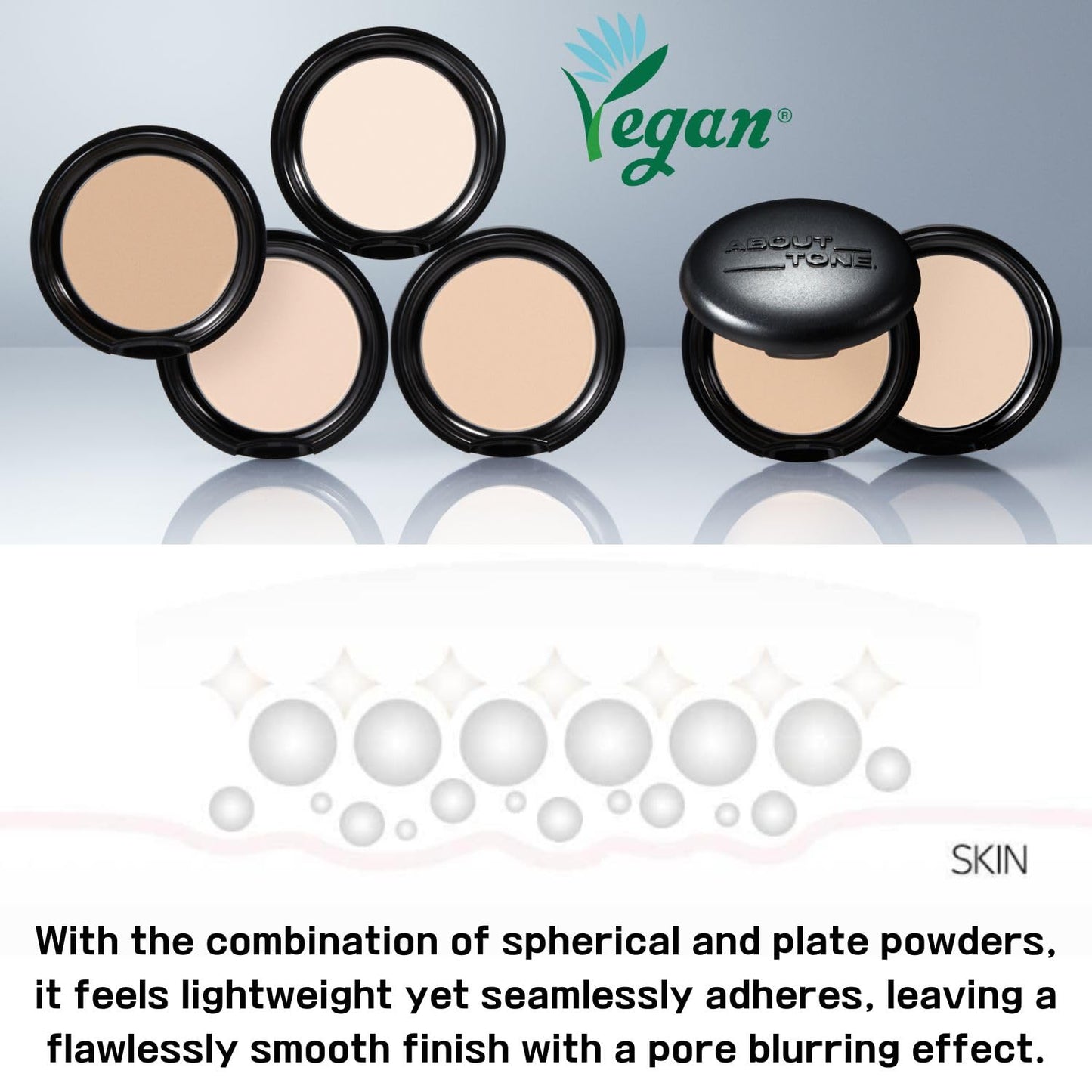 Blur Powder Pact 0.32oz - Pressed Powder Compact with Mirror and Puff Makeup Setting Finishing Blurring Natural Translucent Lightweight Face Sebum Oil Control Vegan Formula (02 LIGHT)