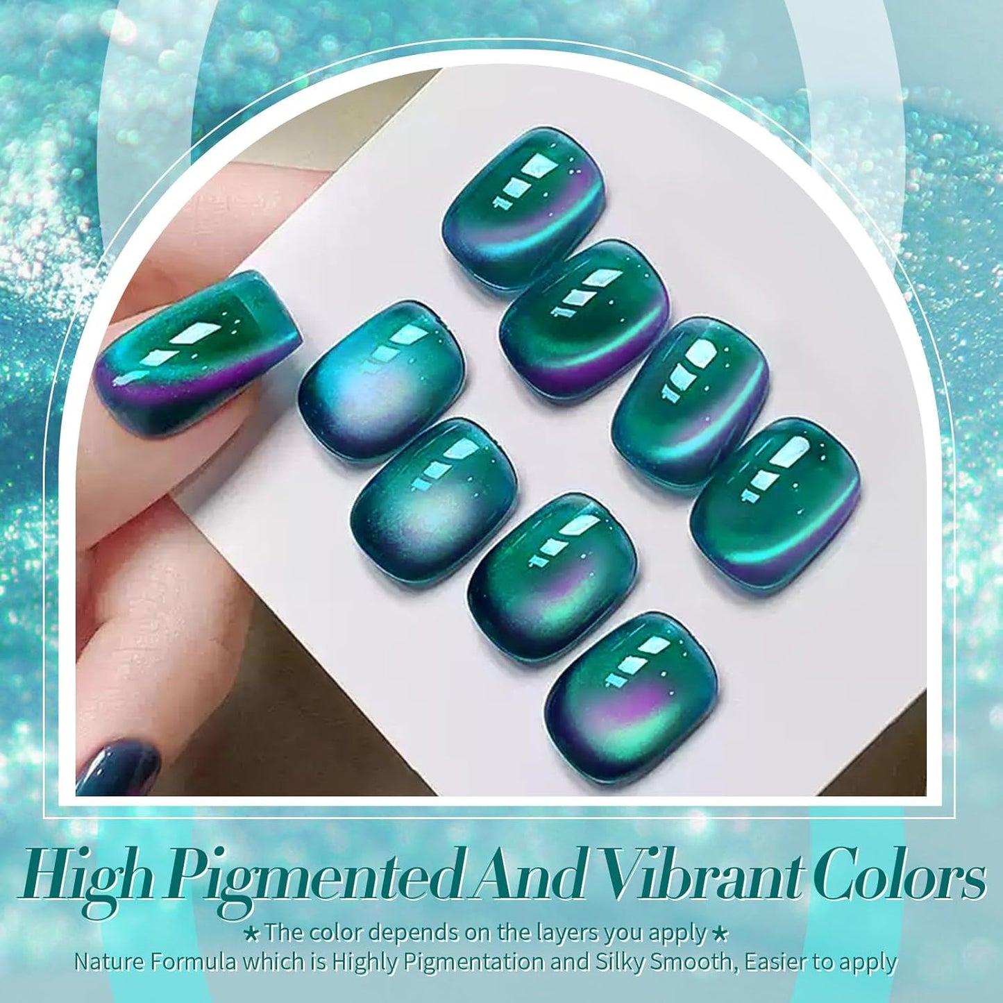 Born Pretty Blue Cat Magnetic Eye Gel Nail Polish Crystal Glass Sea Blue Magnetic Gel Polish Nail Art Manicure DIY at Home 15ML