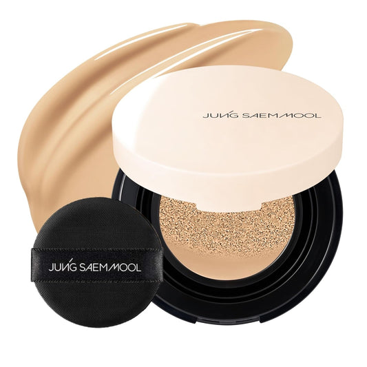 JUNG SAEM MOOL Essential Skin Nuder Cushion Mini 23W Medium Deep 0.17 Fl Oz, Natural Radiant Finish Cushion Foundation with Buildable Coverage, Lightweight Texture, Korean Foundation Makeup | alldaygood beauty