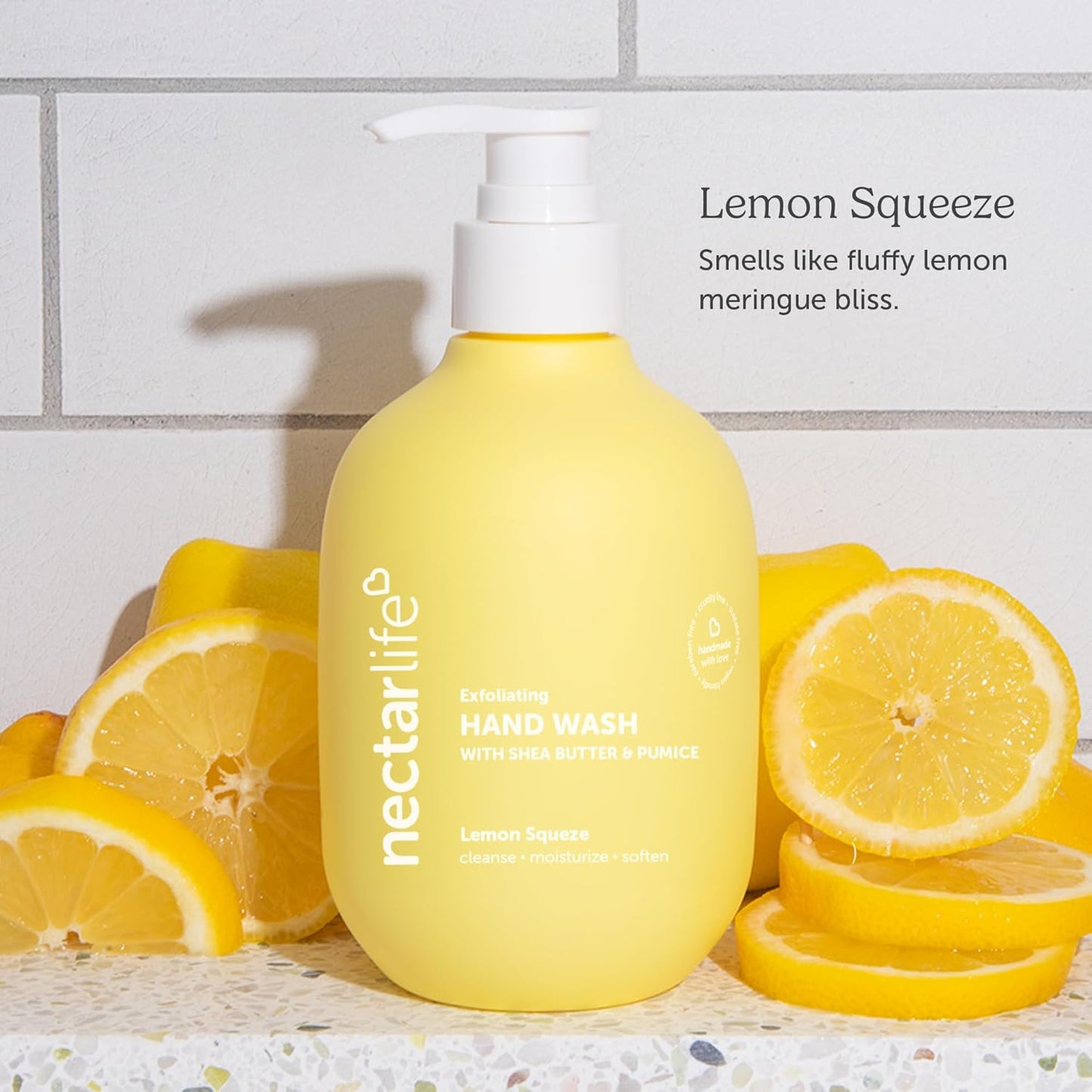 Nectar Life Exfoliating & Moisturizing Hand Wash 3-Pack, Volcanic Pumice for Hand Scrub, Shea Butter Softens Hands, Clean Vegan Ingredients