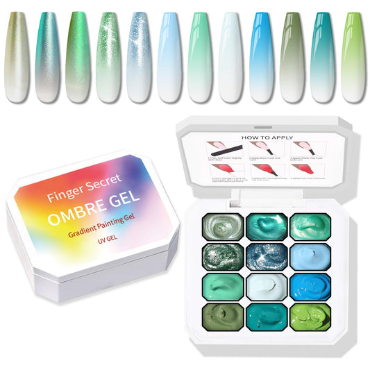 Sponge Pat Paint Nail Gel, Ombre Nails Gradient Gel Nail Blush Blooming Aura Nails Drawing Stripper Floral Painting DIY Nail Art, No Wipe, UV/LED Curing (12 Colors E) | alldaygood beauty