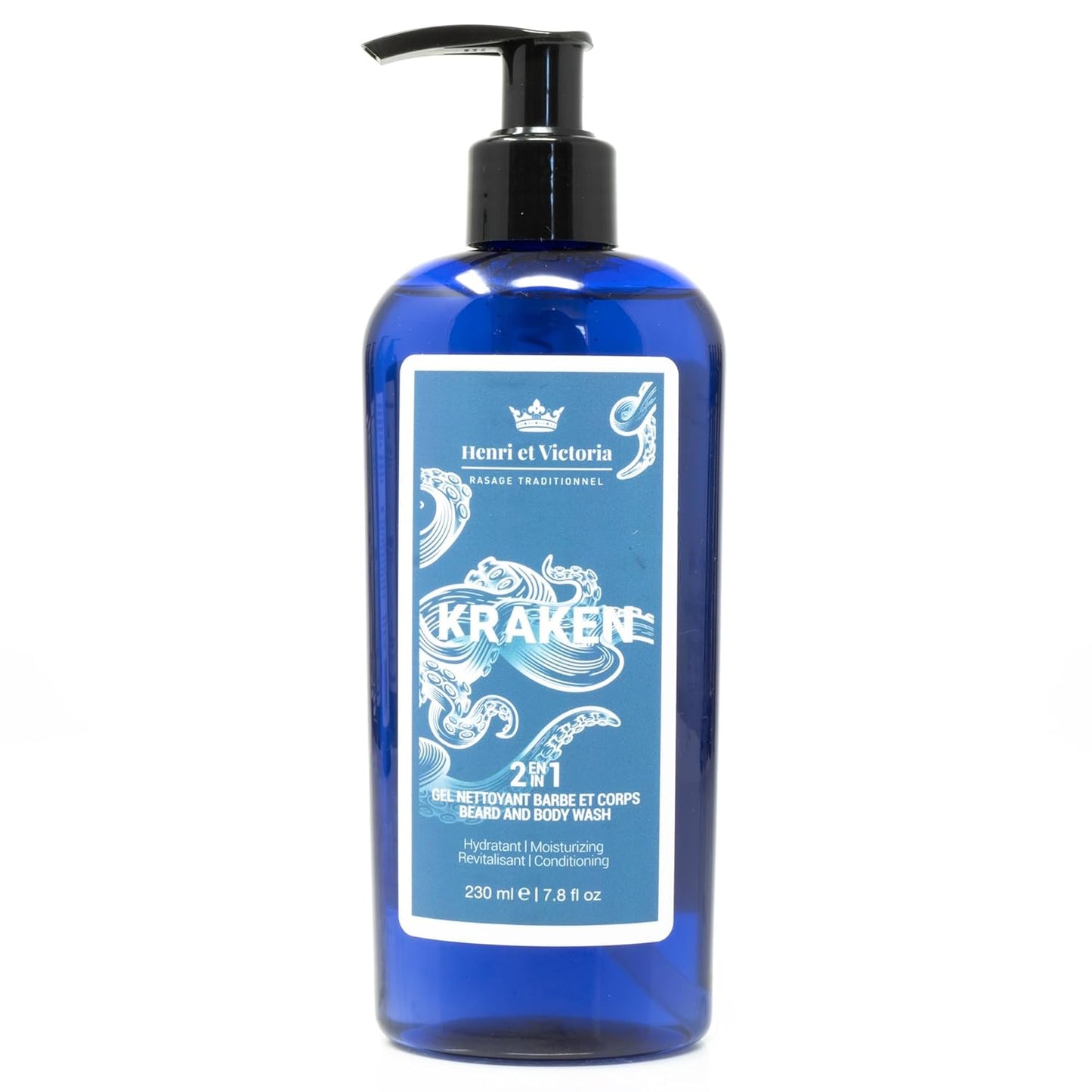 All in One Body and Beard Wash, Hair Shampoo & Body Wash - Enriched with Aloe Vera, Vitamin B5, Oat Proteins for Complete Beard & Body Care, Conditions, Hydrates & Softens Hair – Kraken 228 g (8oz)