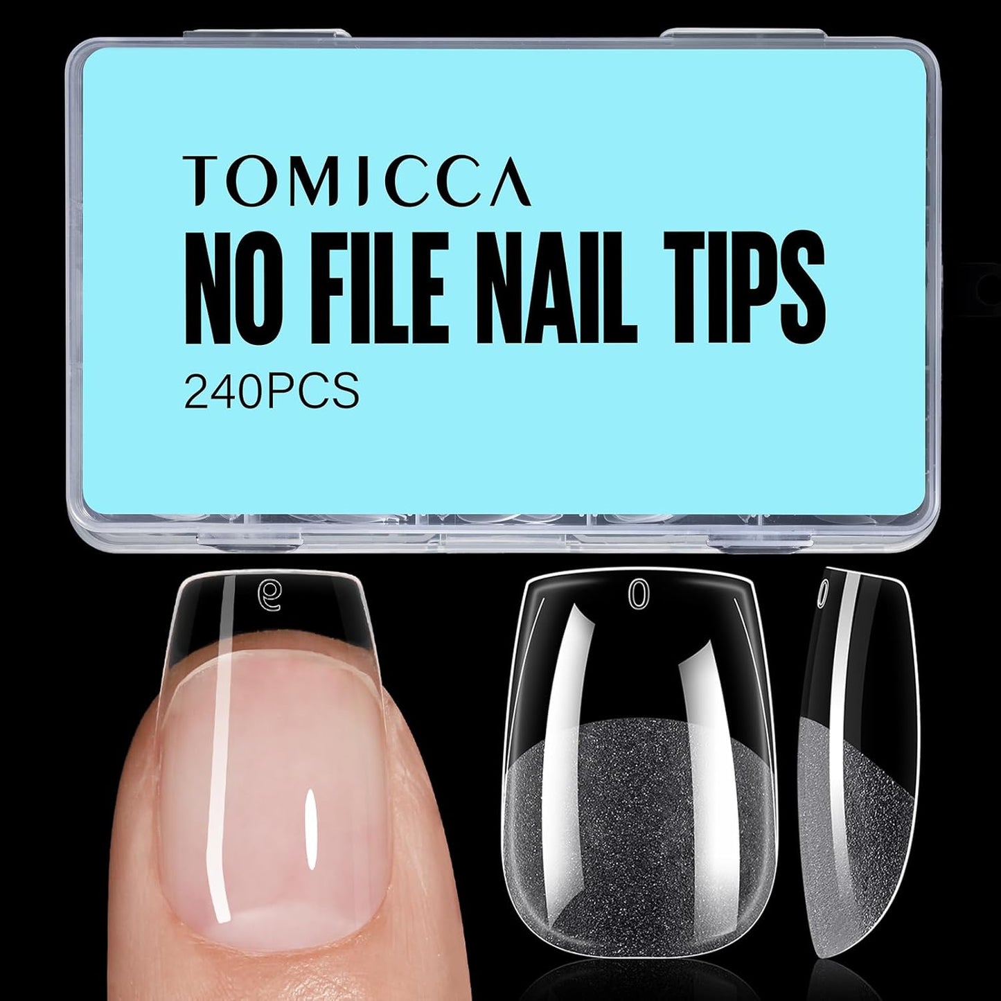 TOMICCA Extra Short Coffin Nail Tips, 240Pcs Half Matte Press on Full Cover Acrylic Nails, 12 Sizes Pre -Shape Soft Acrylic Fake Nail Tips for Nail Extension Art Home DIY Nail Salon