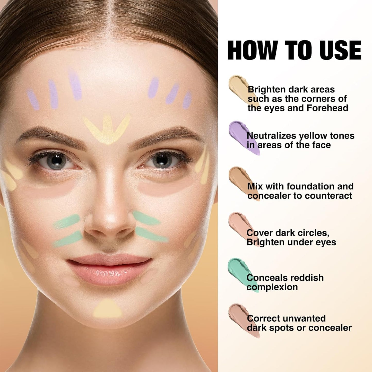 Contour Stick Corrects Skin Tone Bronzer Waterproof Sweat Resistant Concealer Creamy Concealer Purple