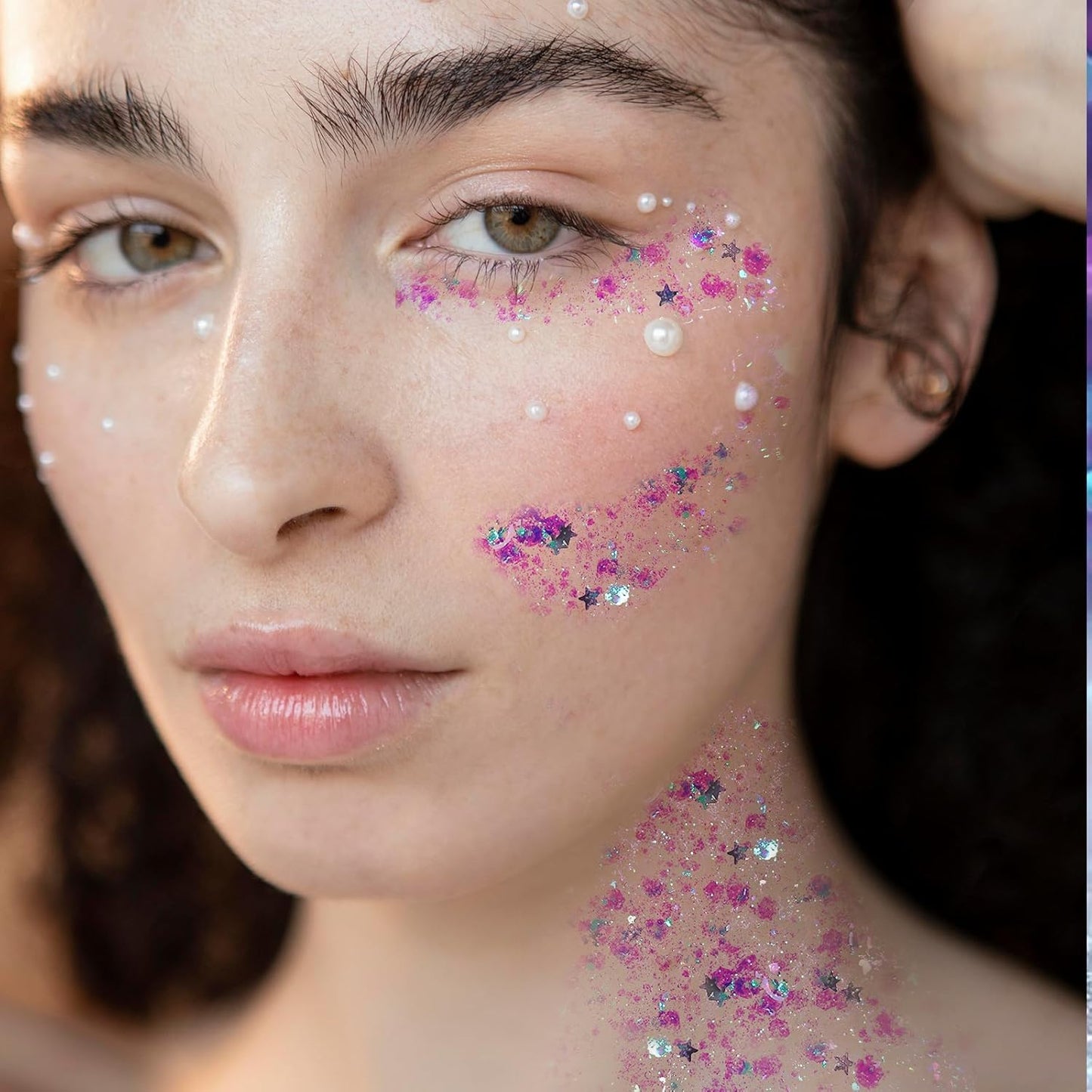 DAGEDA Body Glitter Gel, Face Glitters Body Gel Sequins Shimmer Liquid Eyeshadow, Chunky Glitter for Face Hair Nails, Holographic Cosmetic Laser Powder Festival Glitter Makeup1.7oz (Violet)