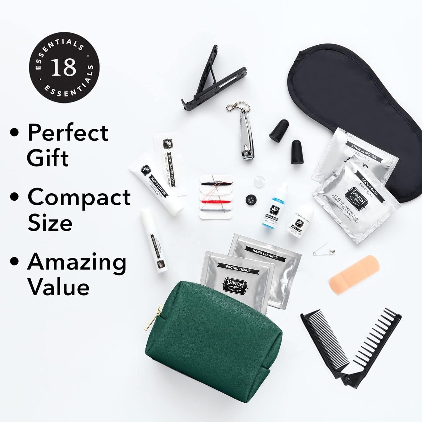 Pinch Provisions Travel Kit, includes 18 Must-Have Emergency Essential Items for Travelling, Ideal Road Trip or Airport Gift for Friends, Family & Peers, Portable Pouch