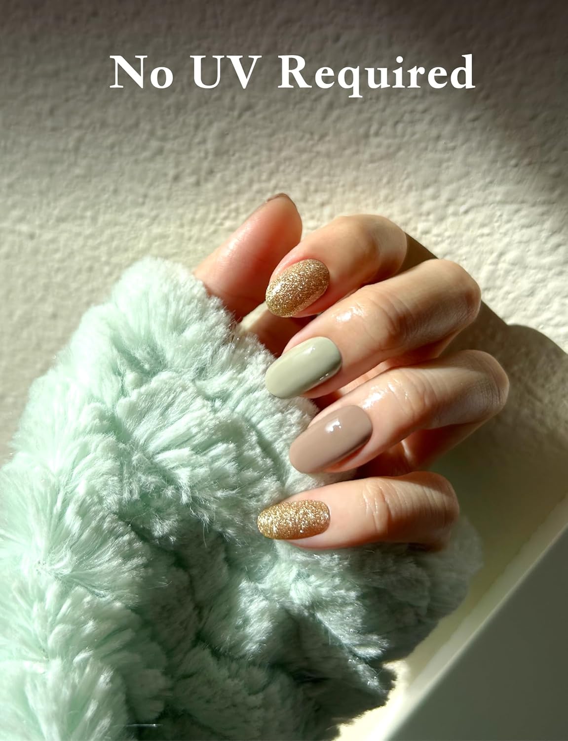 Nail Polish Strips, 44PCS Salon Quality Wraps with Top Coat, Long Lasting Gel Nail Stickers for Women Easy Apply& Remove (Autumn Brwon&Gloden)