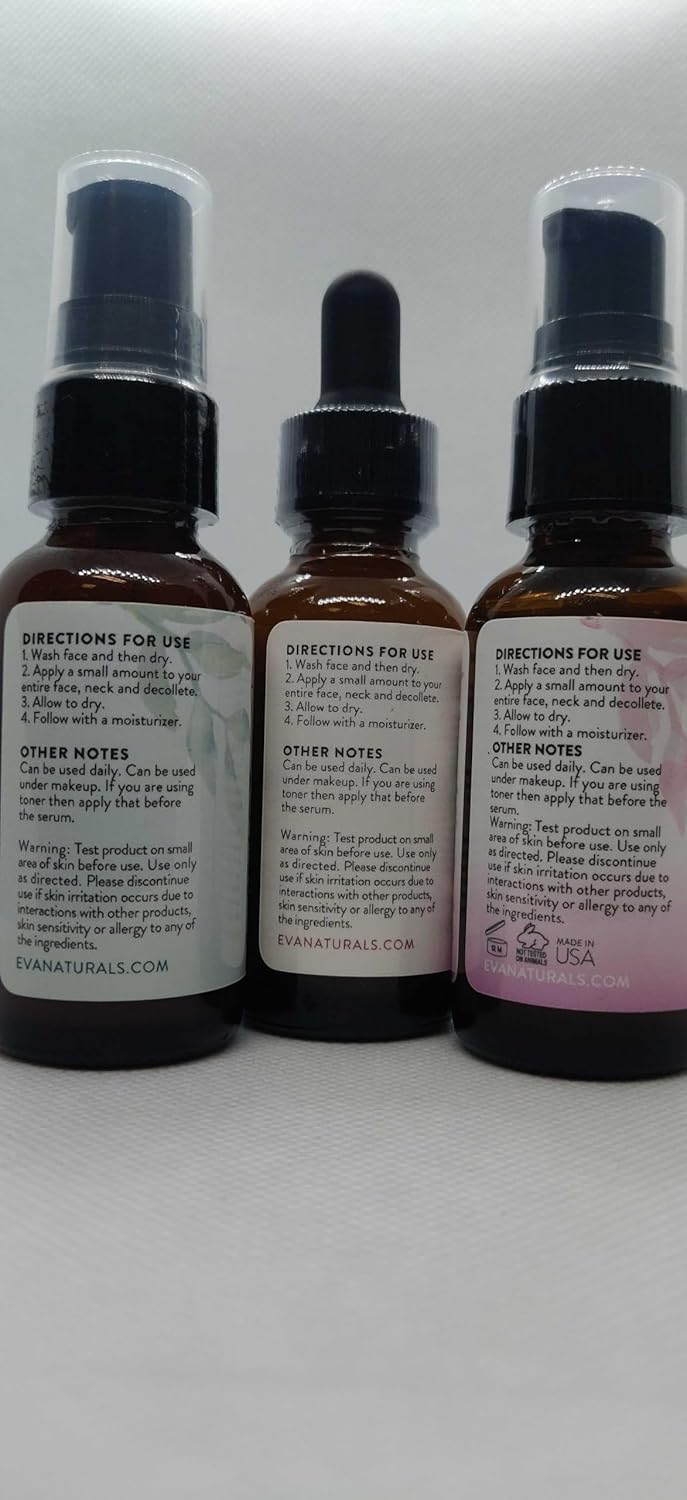 Eva Naturals Firm & Glow Serum Bundle – Vitamin C, Peptide & Niacinamide Serums – Anti-Aging Face Serum Set for Wrinkles, Glow, Pores, Hydration – Collagen Boosting Skin Care Routine