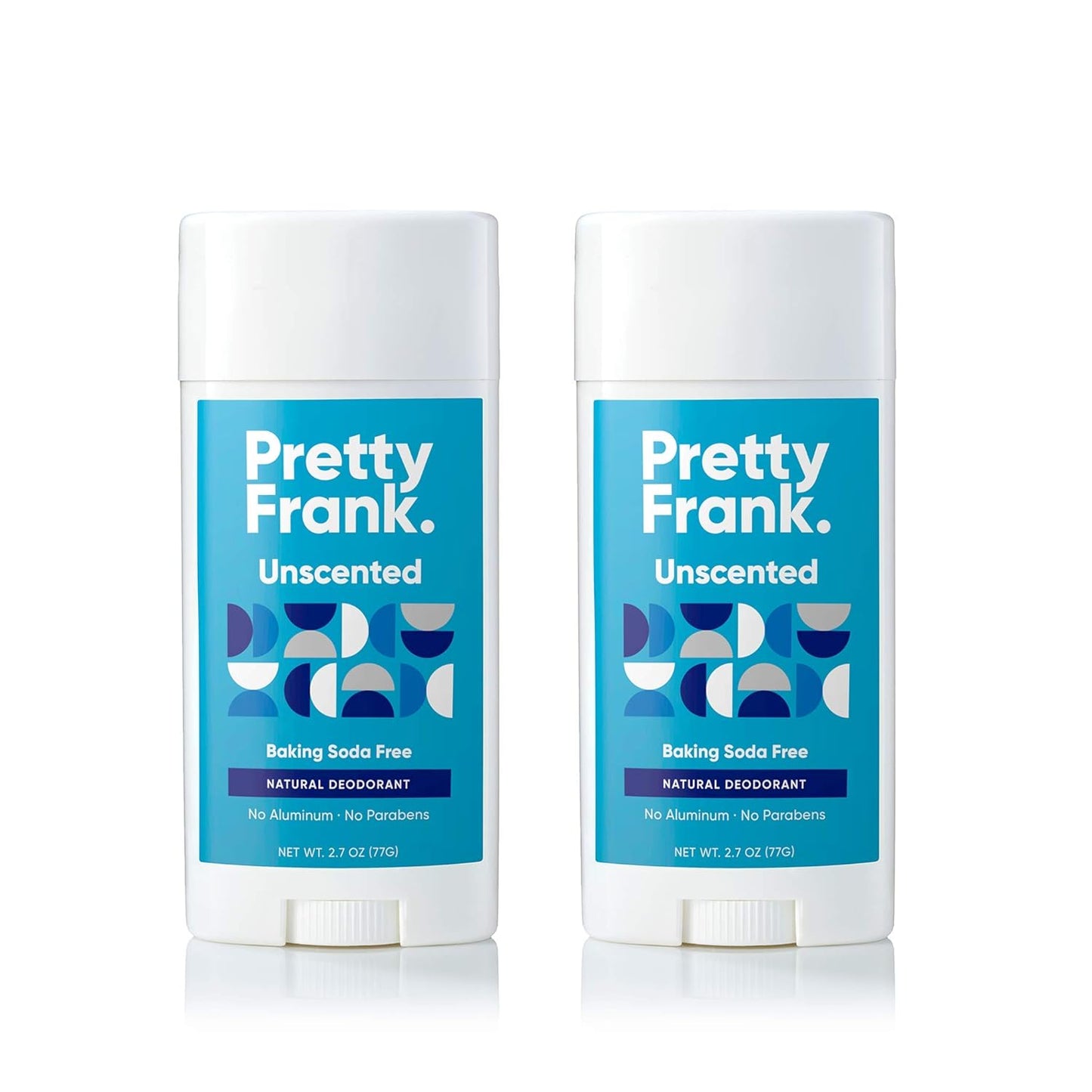 Pretty Frank Natural Aluminum-Free Deodorant Stick, Baking Soda-Free, Unscented (2-Pack) | Sensitive Skin Friendly, Effective Odor Control for Women & Men, Organic Ingredients, No Added Fragrance
