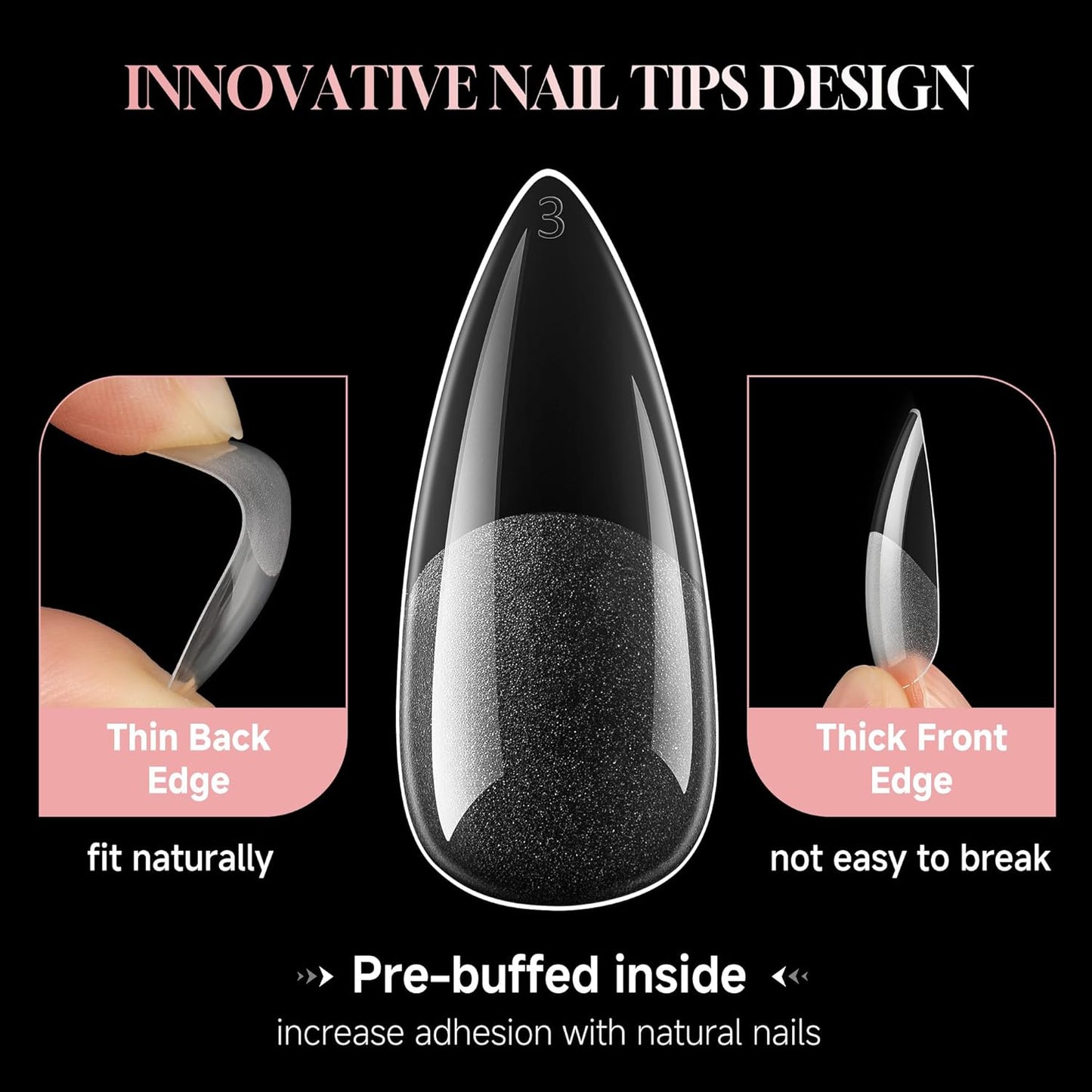 Medium Stiletto Nail Tips: 240 Pcs Full Cover Almond Shape False Nail Acrylic Soft Gel Nails Tips Clear Stiletto Press on Tips Pre-buffed for Nail Art Extension Salon Home DIY 12 Sizes