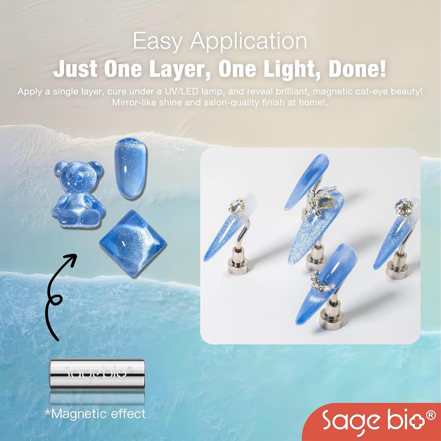 Multifunctional Cat Eye Gel Nail Polish, No Base or Top Coat Required, 15ml, Lasts Up to 4 Weeks, UV/LED Cured, Easy Application, R120