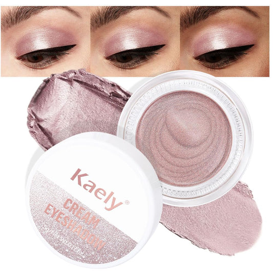 evpct Single Cream Eye Shadow Palette Pot Makeup for older Women, Praline Dusty Pink Mauve Shimmer Glitter Metallic Monochrome Cream to Powder Eyeshadow Palette Eye Brightener, Waterproof Blendable | alldaygood beauty