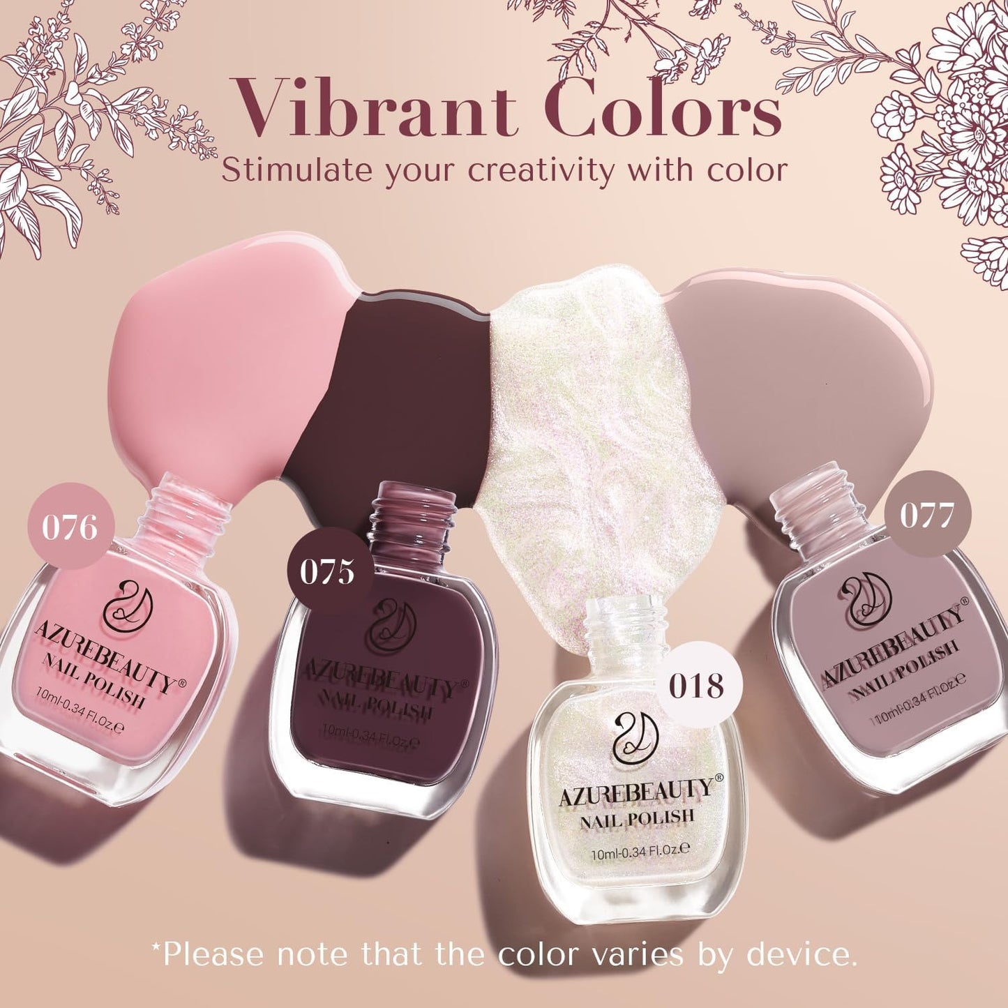 AZUREBEAUTY Nail Polish Set 4 Colors Pink Nude Glitter Nail Polish Quick Dry Natural Nail Lacquer Fingernail Kit with Top Coat DIY Salon Home