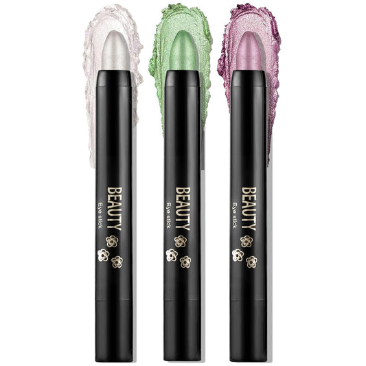 Boobeen 3-PCS Cream Eyeshadow Pencil Crayon Waterproof Brightener Stick Shimmer Pen Create Glitter Eye Makeup, Easy to Use | alldaygood beauty