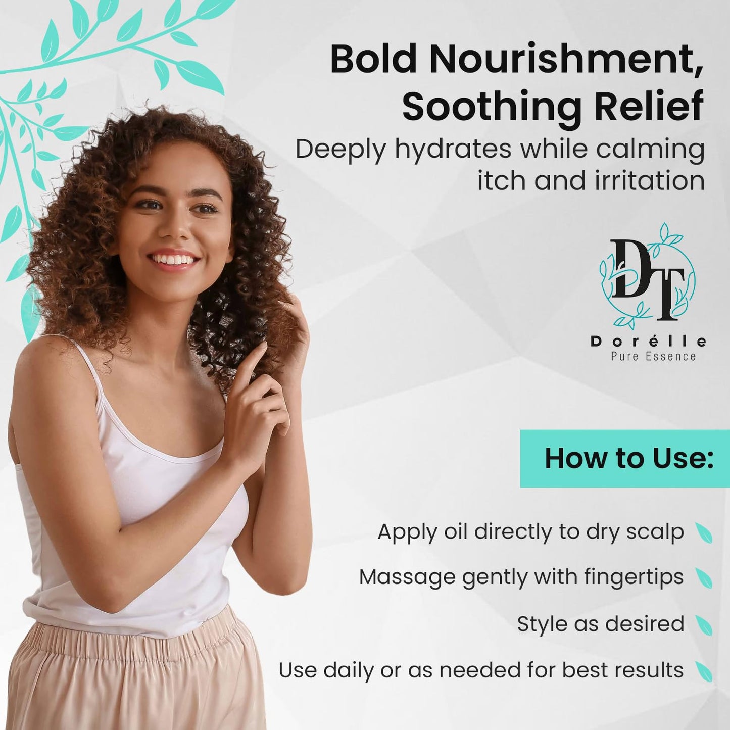 Hair Growth Oil for Curly, Coarse & Afro Hair – Sulfate Free Scalp for Hair Growth – Oil with Coconut, Rosemary & Peppermint – Kumquat Scented