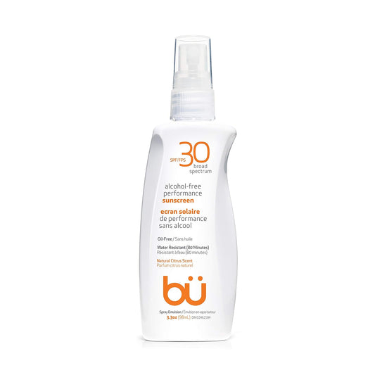 BU SPF 30 Sunscreen Spray for Face and Body, Non Aerosol Spray, Clear WOWmist, TSA Travel Size Sunblock, Oil Free and Water Resistant for Sensitive Skin, Natural Citrus 3.3 oz | alldaygood beauty