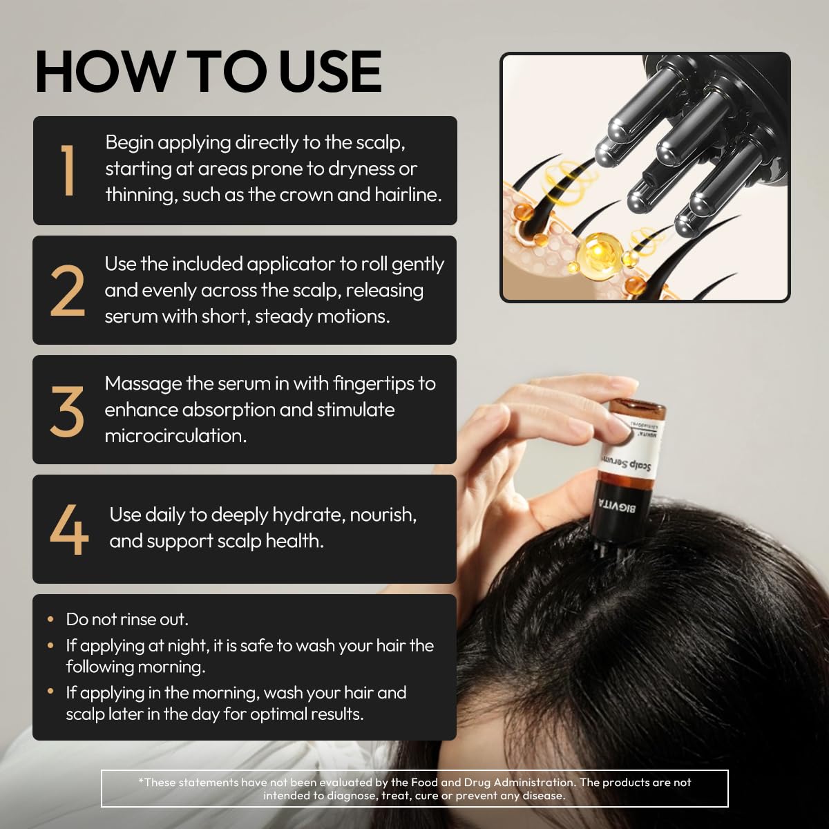 BIGVITA Scalp Serum + | Scalp Massager Applicator for Thicker, Fuller Hair | Hair Growth, Dry Scalp Relief | Biotin, AnaGain™, Centella & Natural Leaf Extracts | Soothes Itchy, Flaky Scalp