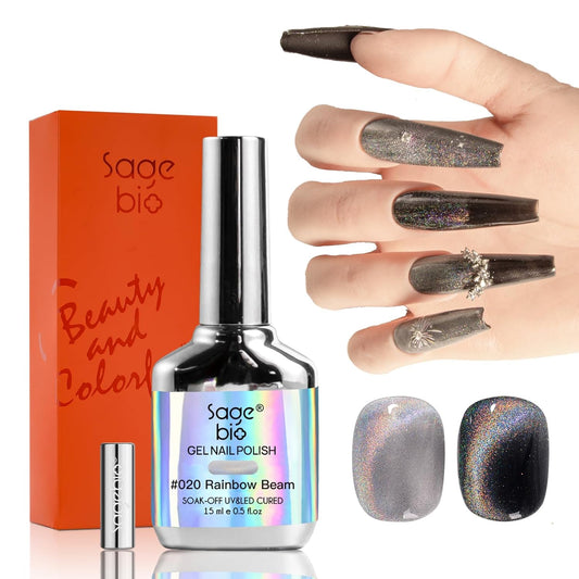 Cat Eye Gel Nail Polish with Magnet Stick, 15ml Magnetic Gel, Create Stunning Cat Eye Effects for DIY Manicures, Long-Lasting, Salon-Quality Finish, Rainbow Beam | alldaygood beauty