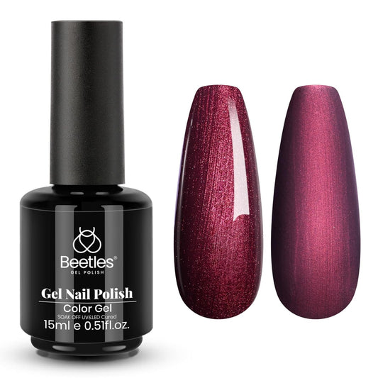 beetles Burgundy Glitter Gel Polish - Cherry Mocha Red Wine Color Gel, 15ML Polish Soak Off UV LED Nail Art Starter Manicure Salon DIY at Home | alldaygood beauty