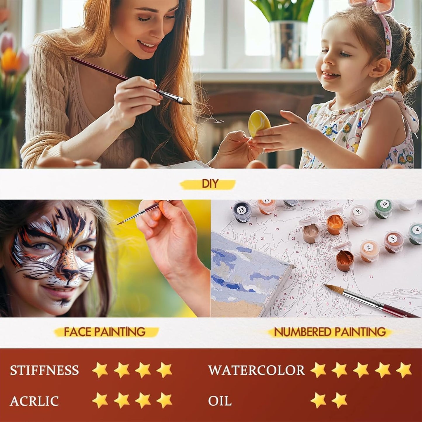 Kolinsky Sable Paint Brushes Professional Kolinsky Watercolor Paint Brushes Set for Artists 9pcs,Kolinsky Sable Hair Brushes for Watercolor, Acrylic, Includes Round Pointed, Flat, Cat's Tongue