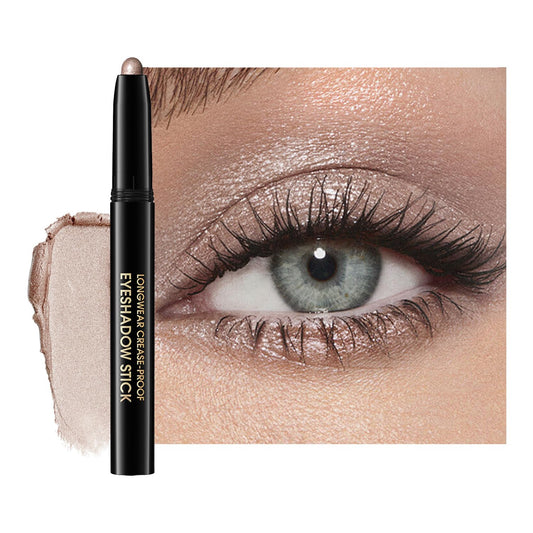 Eyeshadow Stick, Shimmer and Matte Cream Eye Shadow Brightener Sticks Eyeliner Pencil Crayon, Waterproof Long Lasting Eye Highlighter Stick Makeup,0.056 Oz(#9-Champagne) | alldaygood beauty