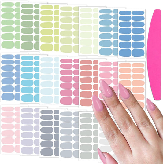 SILPECWEE Nail Stickers Full Nail Wraps (20 Sheets, Light Color), Self Adhesive Nail Polish Strips, Gel Strips Manicure Design, Fingernail Sticker Nails for Women with File | alldaygood beauty