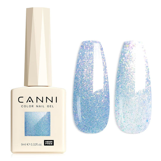 CANNI 1 Pcs Glitter Blue Gel Nail Polish, Shimmer Sparkly Blue Colors Gel Polish Soak Off Led Nail Art Gel Manicure Salon DIY | alldaygood beauty