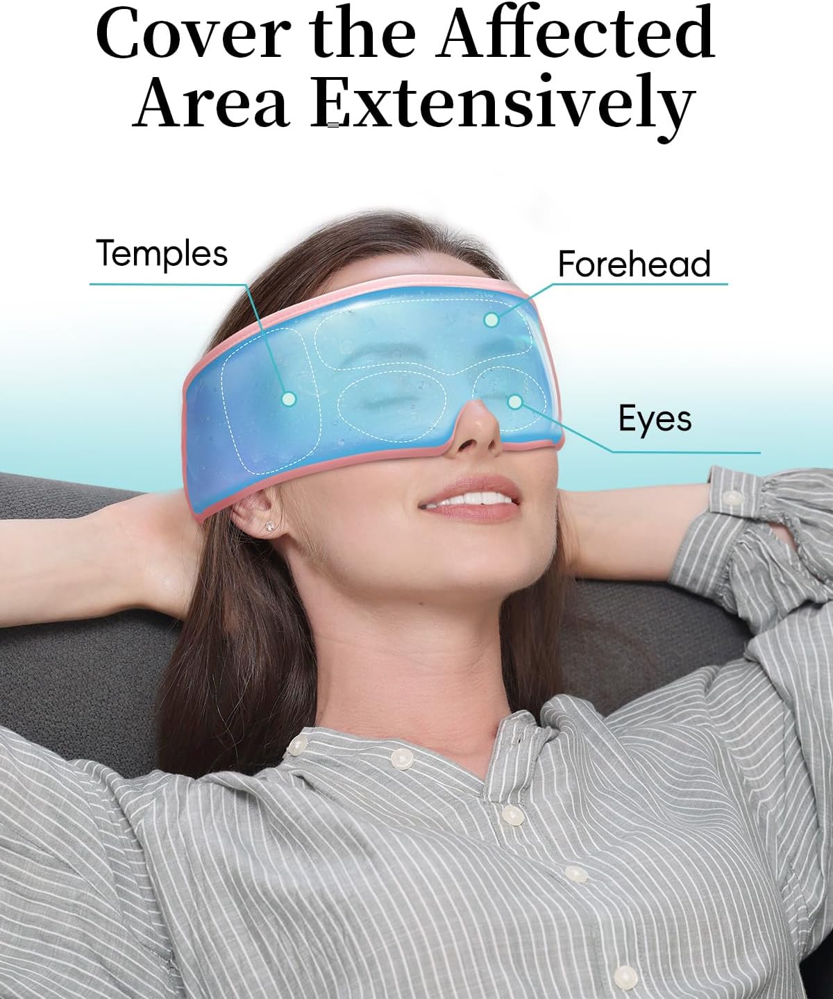 Cooling Eye Mask for Puffy Eyes, Headache and Migraine Relief Gel Eye Mask, for Headache, Puffiness, Eye Strain, Sinusitis & Post-Surgery Care – Large Soft Reusable Cold Eye Compress, Light Pink