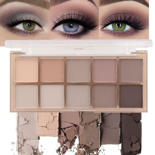 evpct 10 Colors Matte Nude Eye Shadow Palette Makeup for Older Women, Nude Brown Pink Cocoa Taupe Mauve Neutral Matte Cream Smokey Mini Eyeshadow Palette for Blue Green Eyes, Contour Makeup Palettes 4 | alldaygood beauty