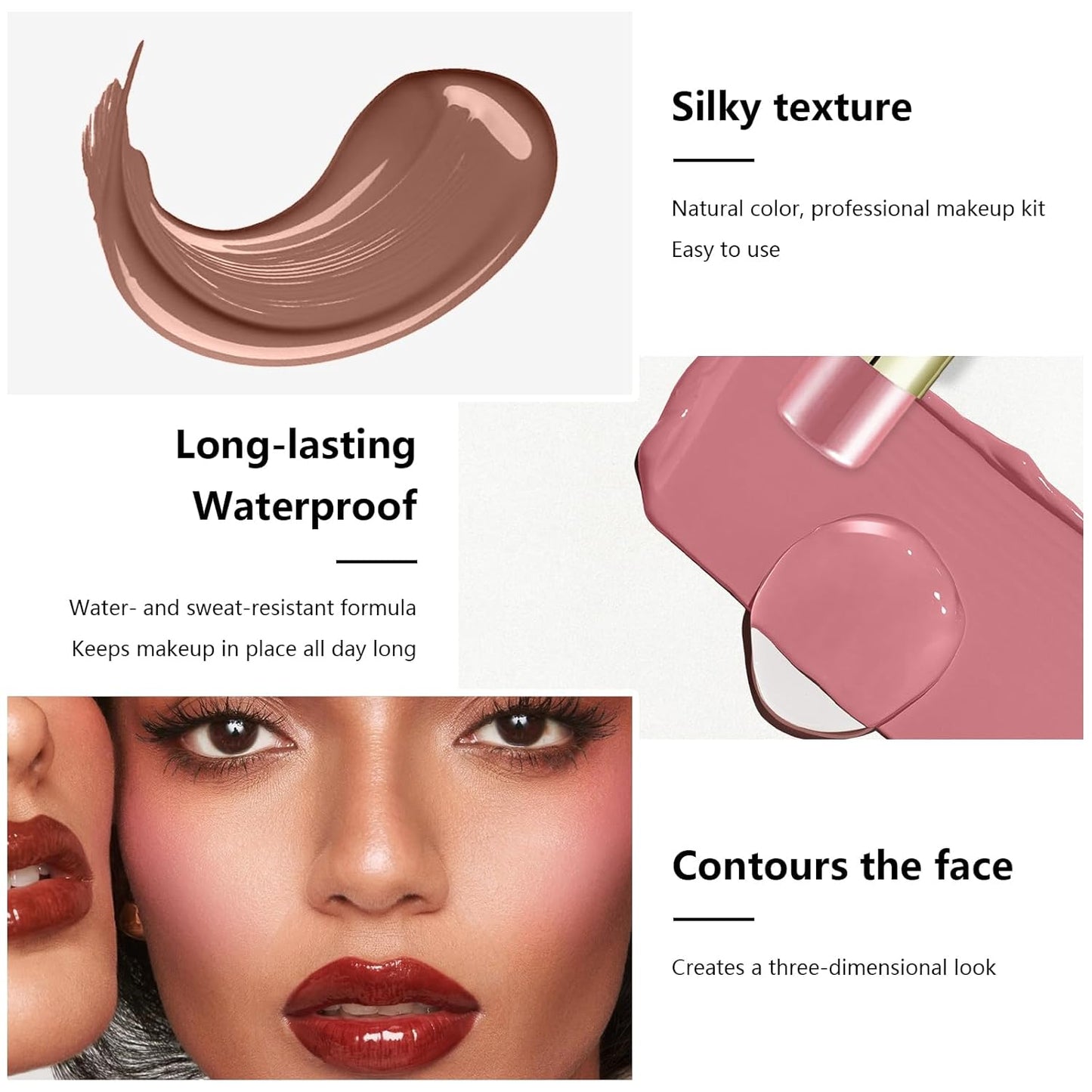 6 Colors Cream Contour Stick Makeup Contour Kit, Double-ended Cream Bronzer for Sculpt, Highlighter and Blush Stick Makeup Kit, Matte & Dewy Finish (SET A)