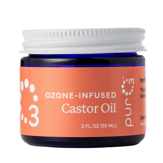 PurO3 Ozonated Castor Oil – Pure, Natural, Organic Skincare for Face & Body – Oxygenated Healing Lotion, Moisturizer & Beauty Cream in a Glass Jar – O3 Therapy Salve, 2 oz | alldaygood beauty