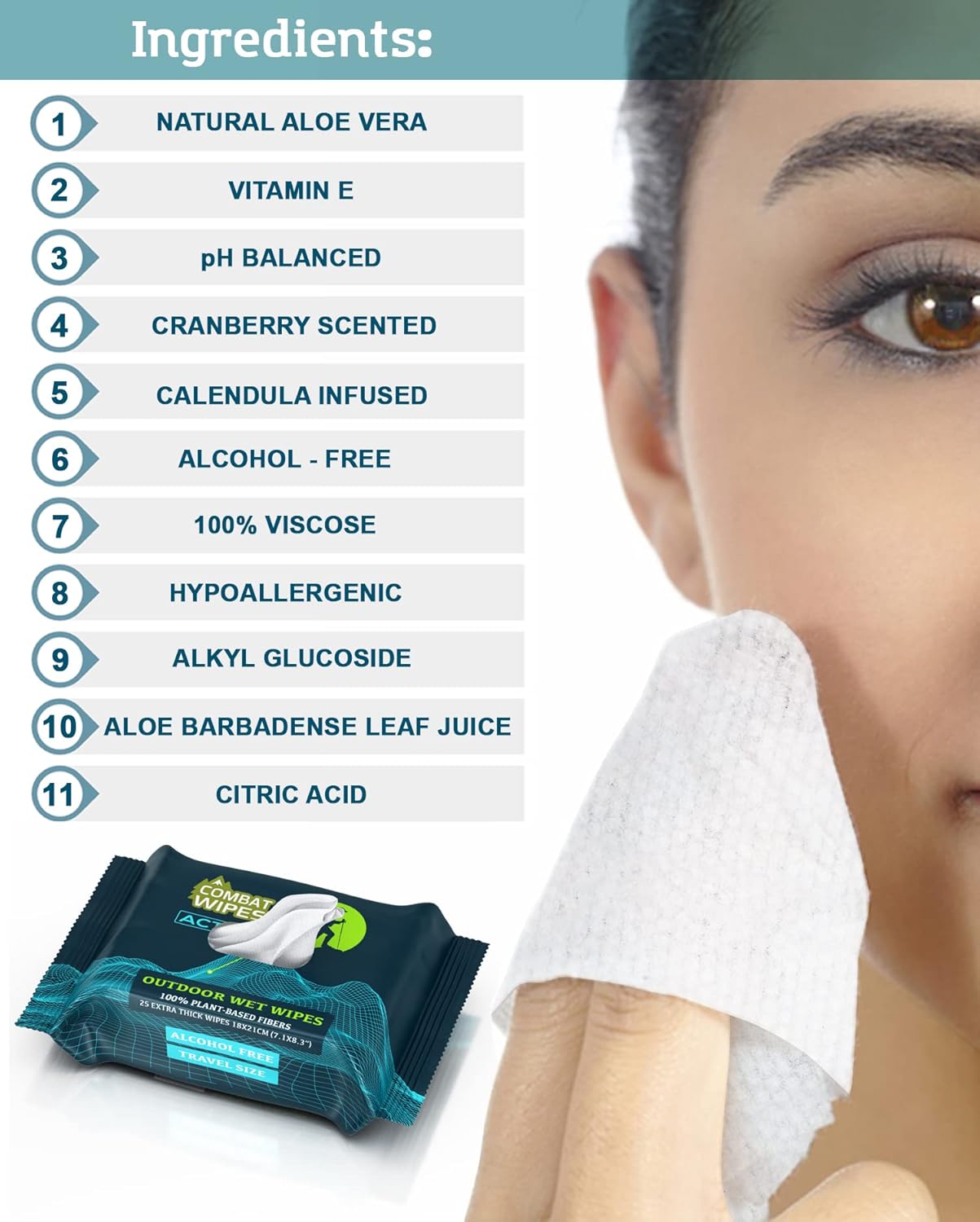 Combat Wipes ACTIVE Outdoor Wet Wipes - Extra Thick Camping Gear, Biodegradable, Body & Hand Cleansing/Refreshing Cloths for Backpacking & Gym w/Natural Aloe & Vitamin E (12 Pack, 300 Wipes)…