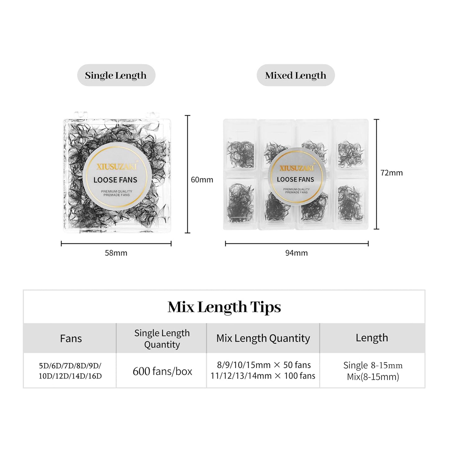 Premade Fans Eyelash Extensions 600 Fans 20D Volume Lash Extensions 0.05 Thickness Soft Fluffy Black False Eyelash