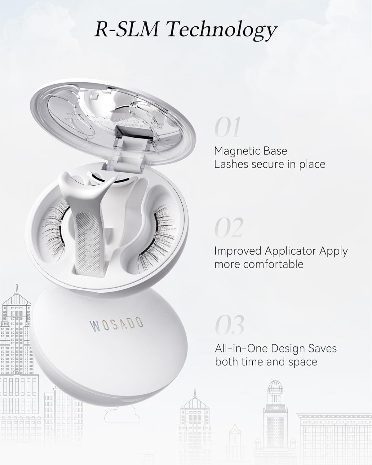 Magnetic Eyelashes with Applicator Kit, [Destination Collection: No.27 Chicago Skyline] Reusable Magnetic Lashes without Eyeliner, Glue-free False Lashes, Waterproof, Lightweight