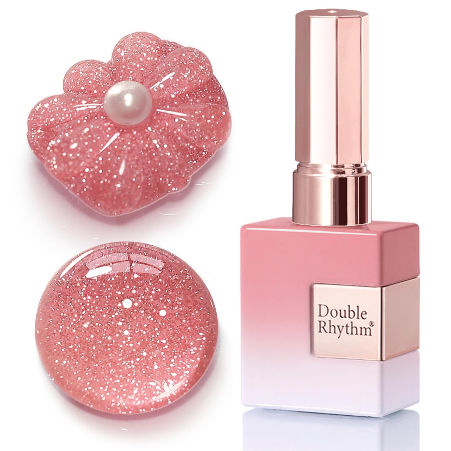 Double Rhythm 0.5Oz Glitter Gel Polish Shimmer Reflective Color for Nail Art Salon DIY Soak Off 15ml Nail Lamp Gel Polish at Home (Rose Pink-B1175)